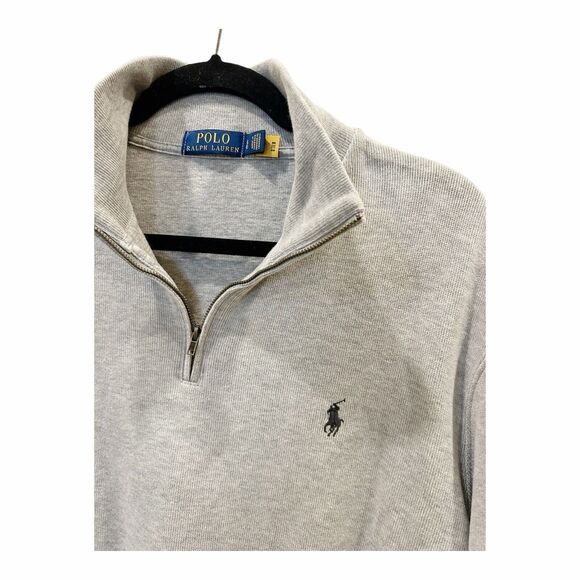 K25 Ralph Lauren POLO Soft French Rib 1/4” Pullover Heather Gray Sz L NWOT - Picture 6 of 10